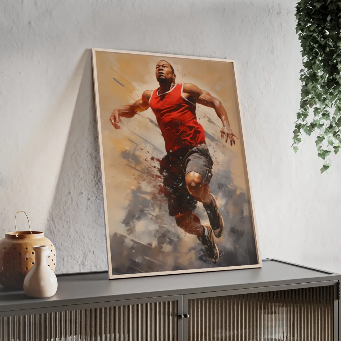 Passionate Athlete: Dedicated Sports Portrait - Framed Poster