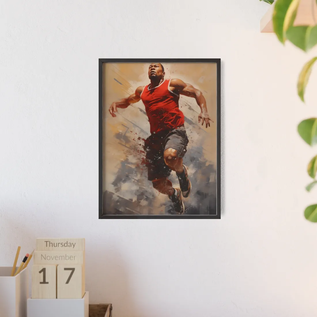 Passionate Athlete: Dedicated Sports Portrait - Framed Poster