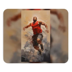 Sprinting Athlete in Red Mouse Pad
