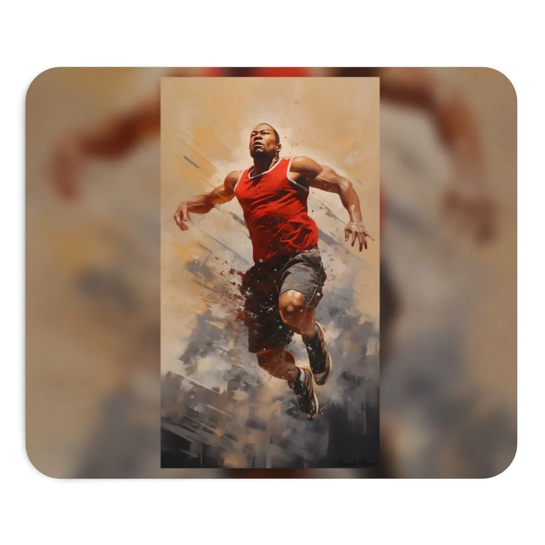 Passionate Athlete: Dedicated Sports Portrait - Mouse Pad