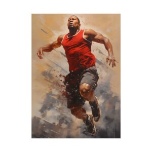 Sprinting Athlete in Red Poster