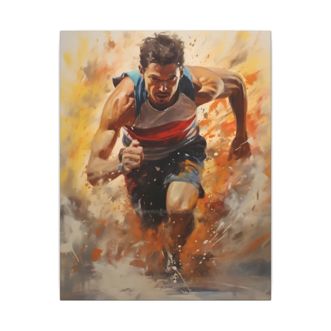Passionate Athlete in Motion: Determined Sports Art - Canvas