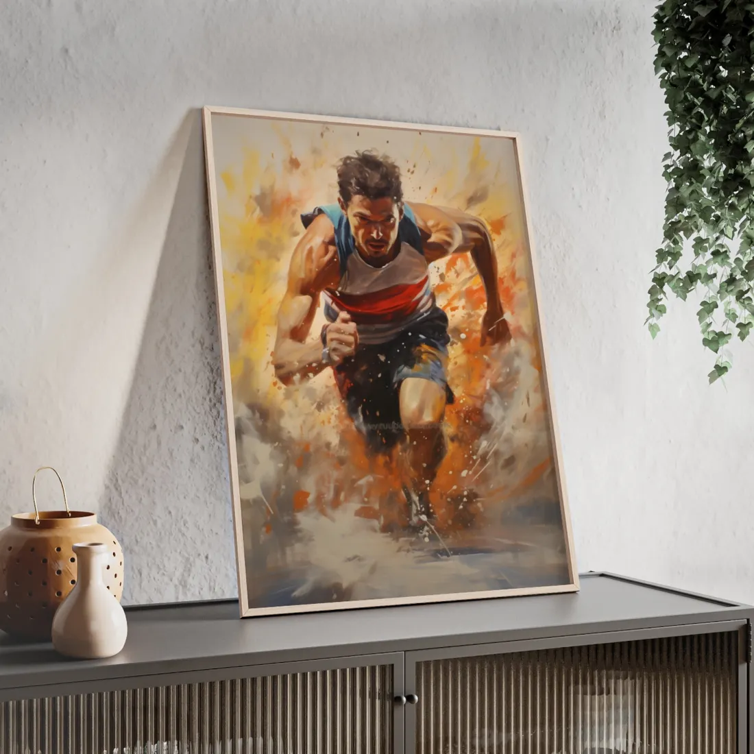 Passionate Athlete in Motion: Determined Sports Art - Framed Poster