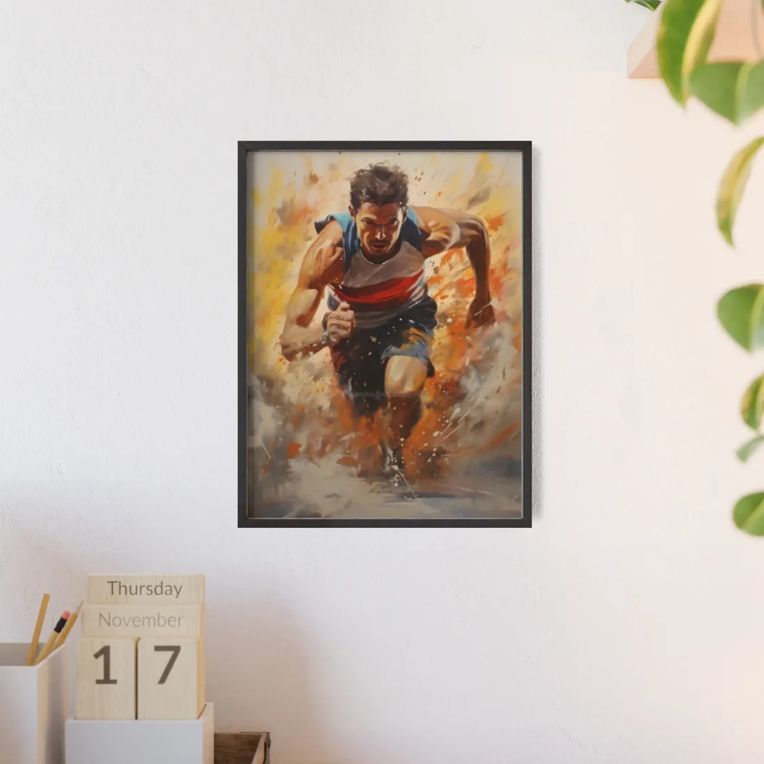 Passionate Athlete in Motion: Determined Sports Art - Framed Poster