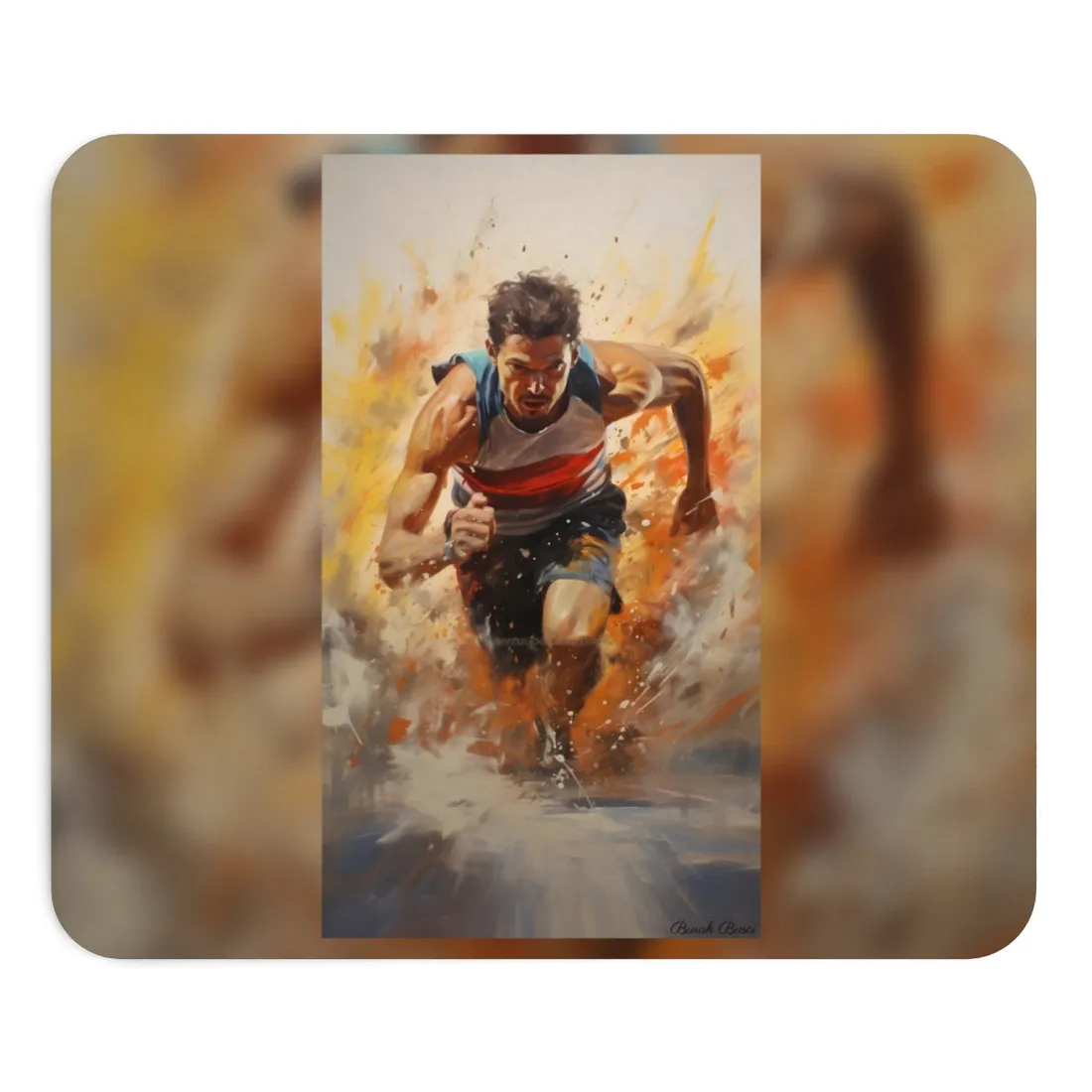 Passionate Athlete in Motion: Determined Sports Art - Mouse Pad