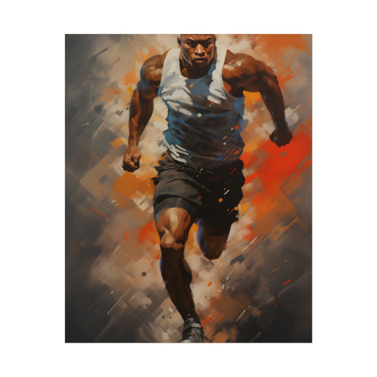 Passionate Athlete in Motion: Dynamic Portrait Artwork - Poster