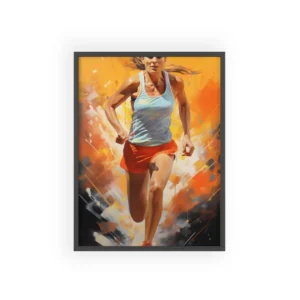 Determined Runner: Female Athlete in Motion Framed Poster