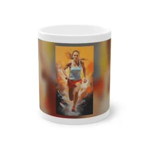 Determined Runner: Female Athlete in Motion Mug