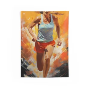 Female Runner Sprinting Wall Tapestry