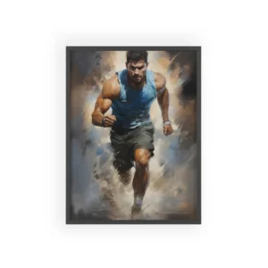 Muscular Man Running Framed Poster