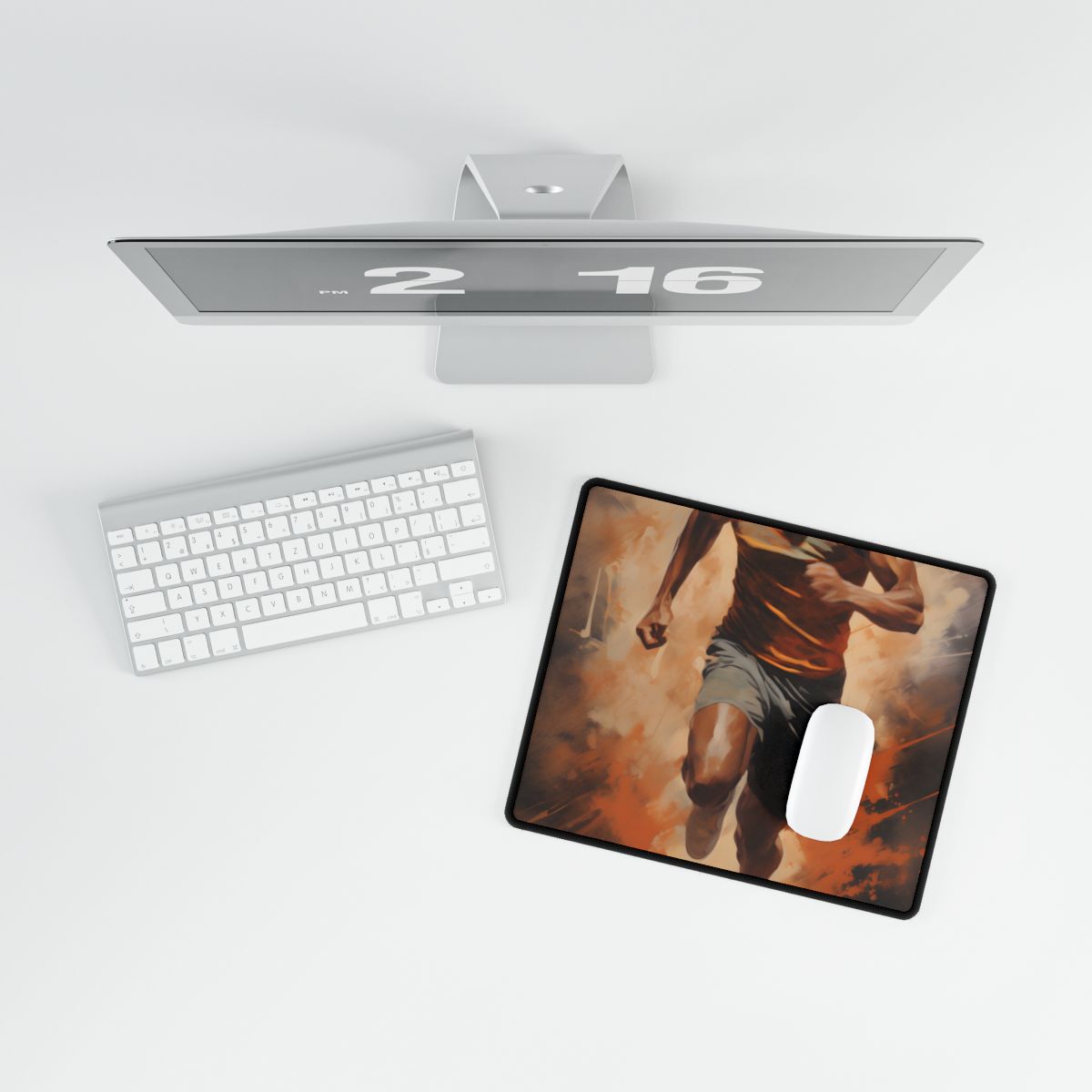 Passionate Fitness Moment: Dedicated Athlete in Action - Desk Mat