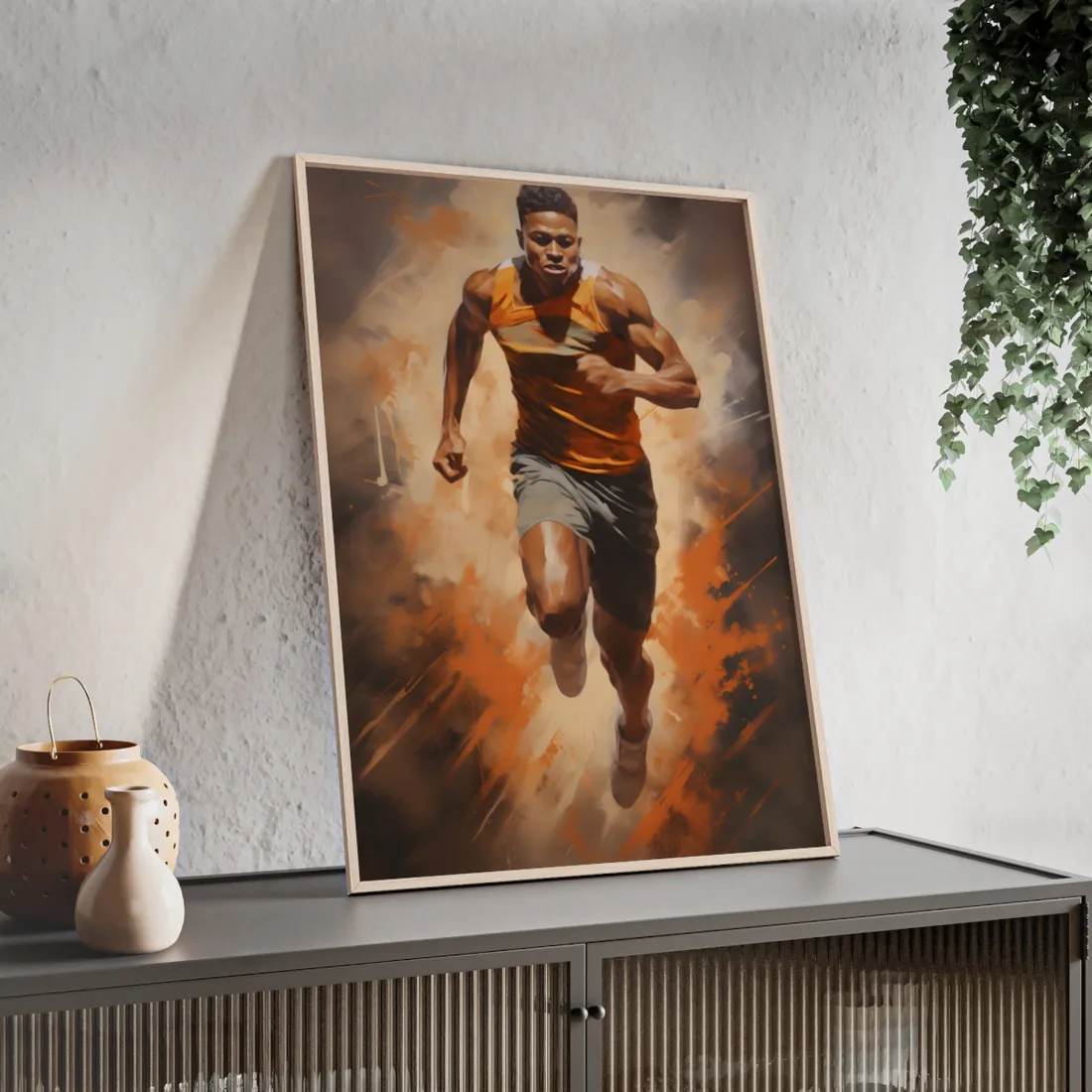 Passionate Fitness Moment: Dedicated Athlete in Action - Framed Poster