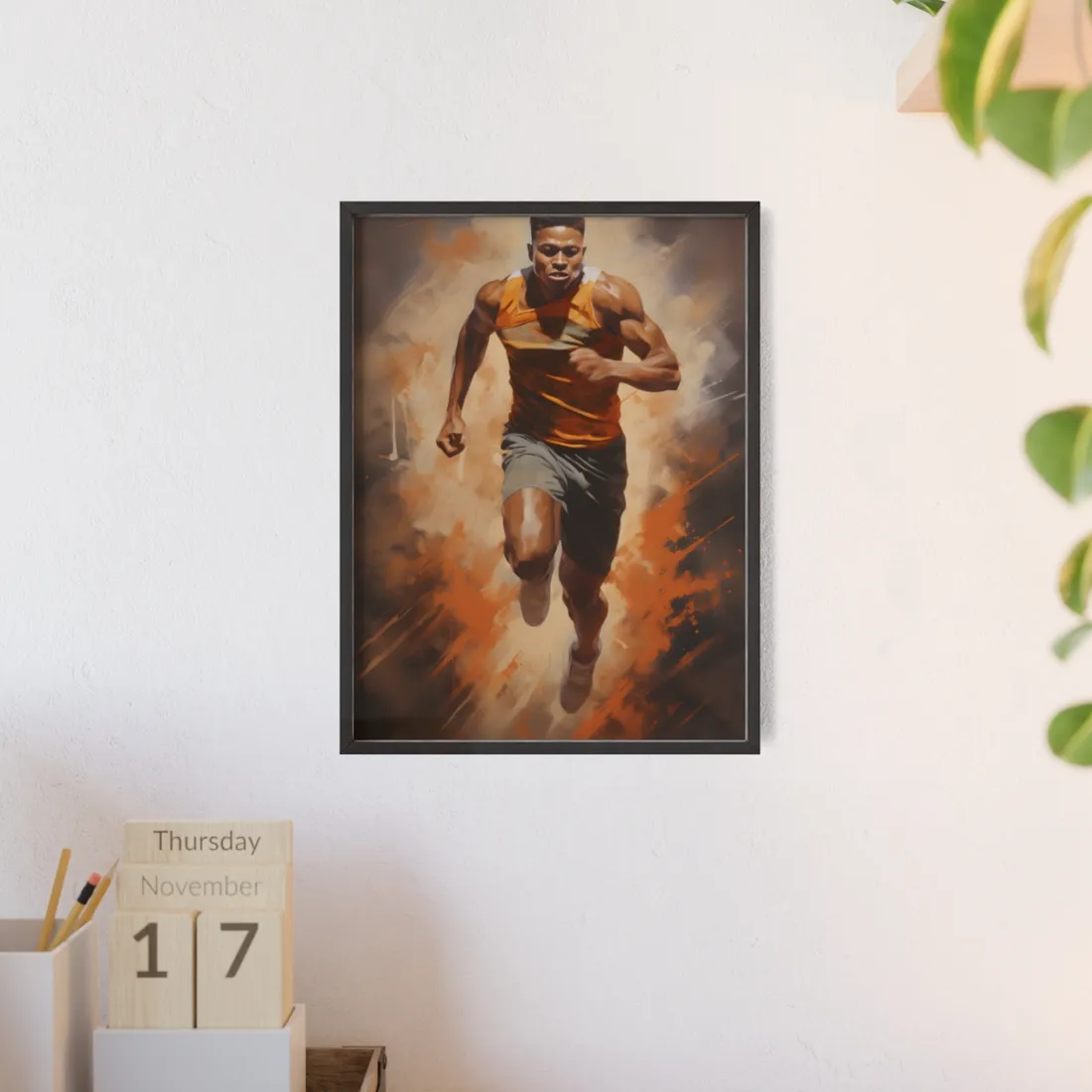 Passionate Fitness Moment: Dedicated Athlete in Action - Framed Poster