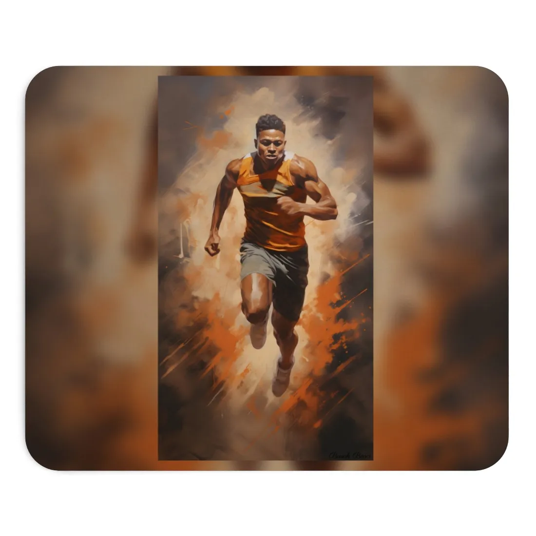 Passionate Fitness Moment: Dedicated Athlete in Action - Mouse Pad