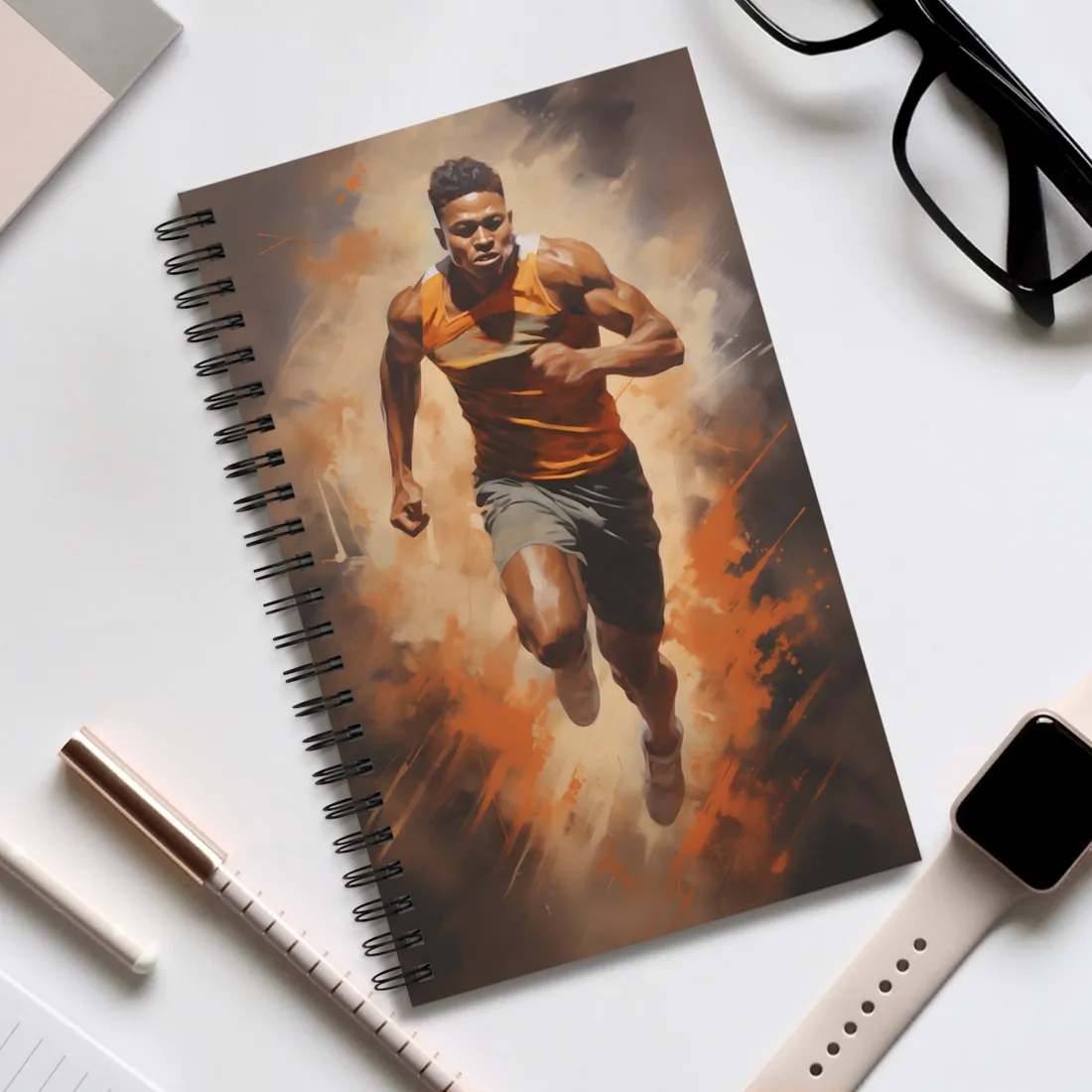 Passionate Fitness Moment: Dedicated Athlete in Action - Spiral Notebook