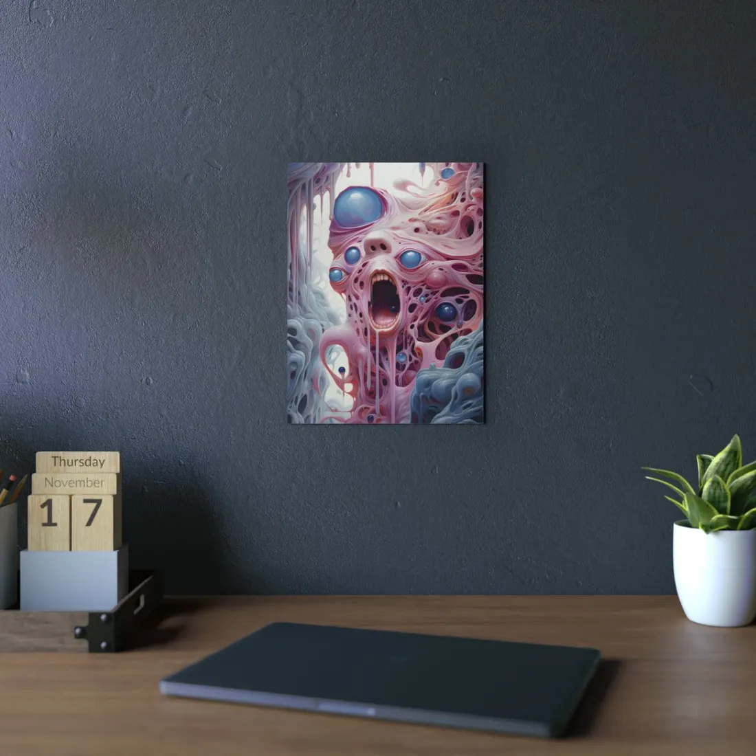 Pastel Organism: Surreal Blob Creature - Metal Poster