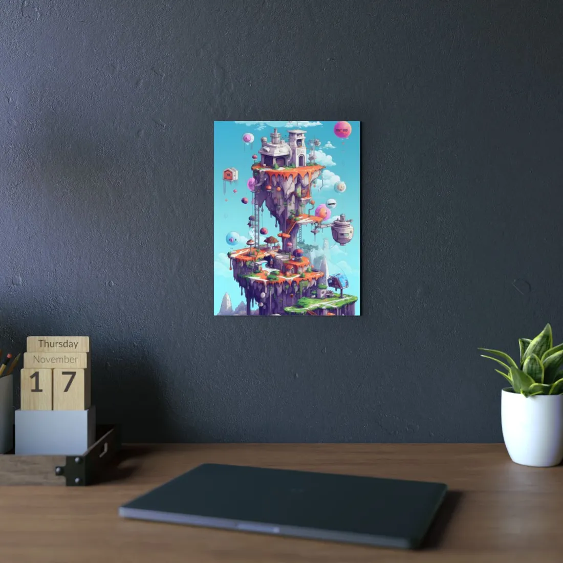 Pastel Sky Island: Fantasy Floating World - Metal Poster