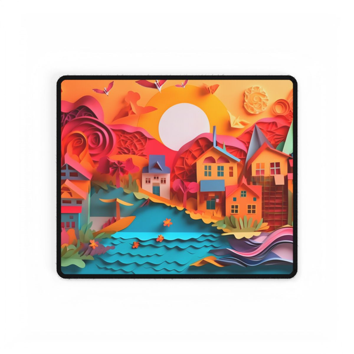 Peaceful Beach Landscape: Serene Coastal Artwork - Desk Mat