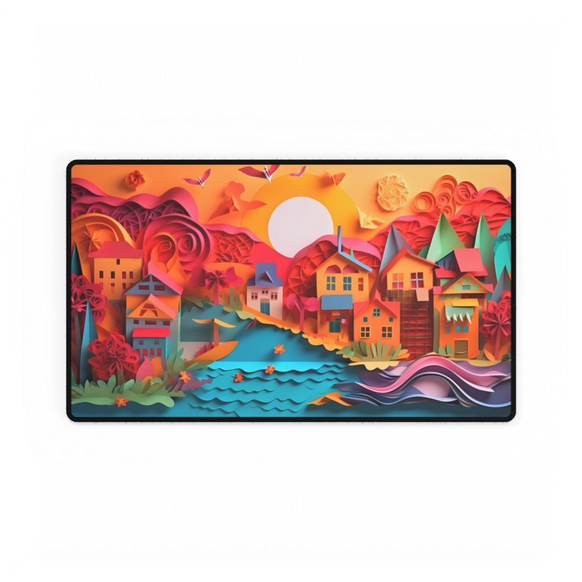 Peaceful Beach Landscape: Serene Coastal Artwork - Desk Mat