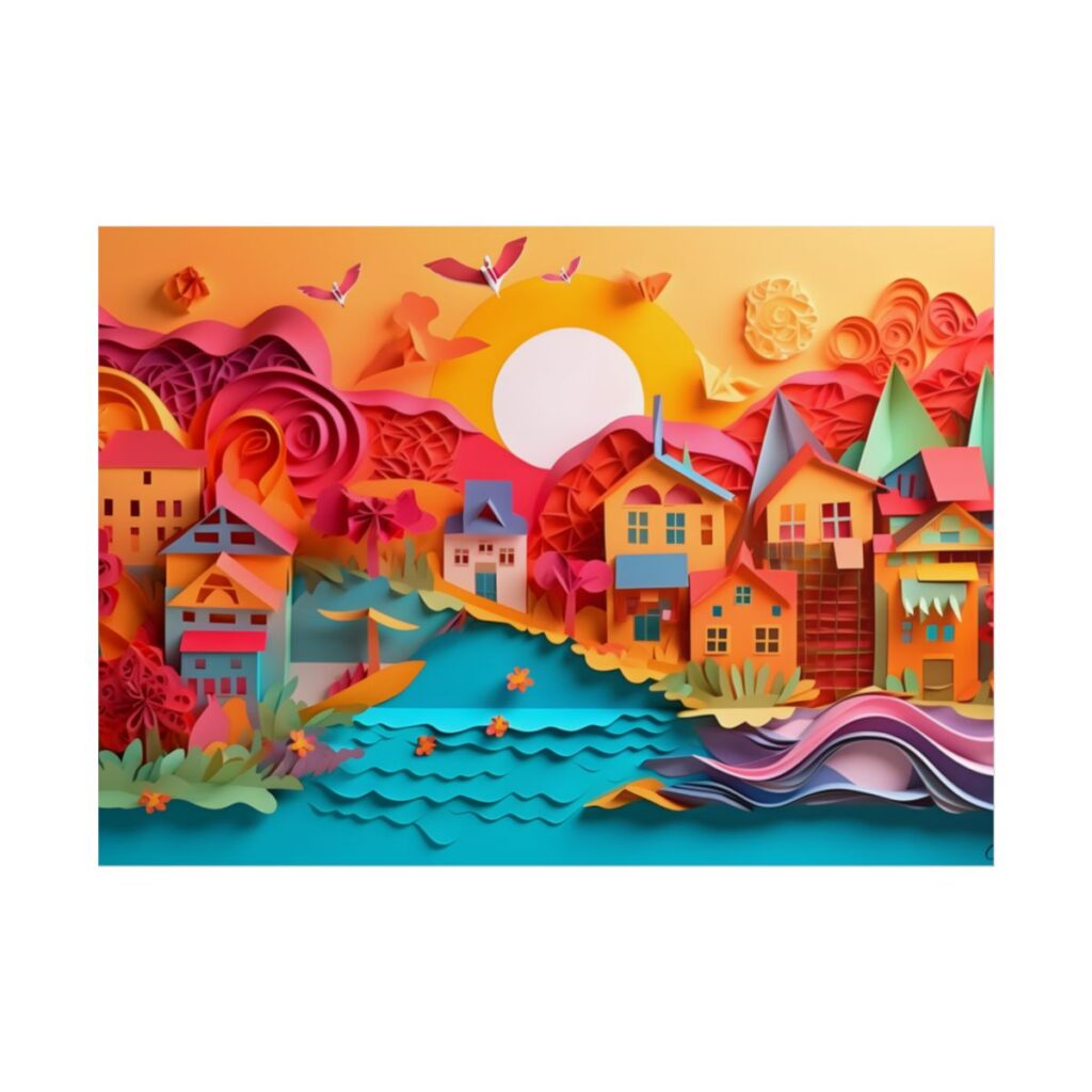 Peaceful Beach Landscape: Serene Coastal Artwork - Poster