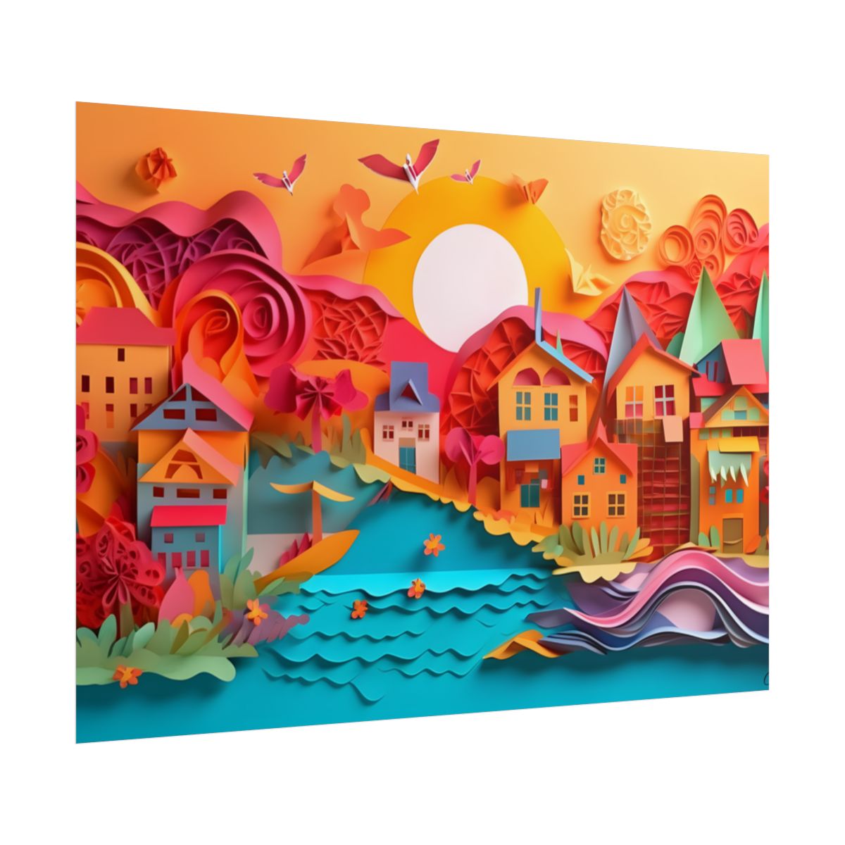 Peaceful Beach Landscape: Serene Coastal Artwork - Poster
