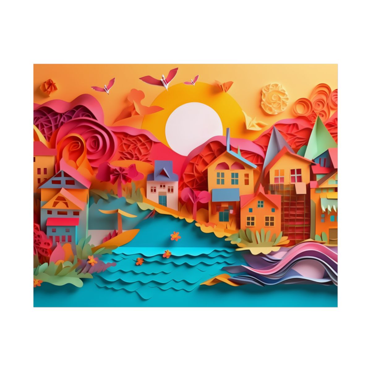 Peaceful Beach Landscape: Serene Coastal Artwork - Poster
