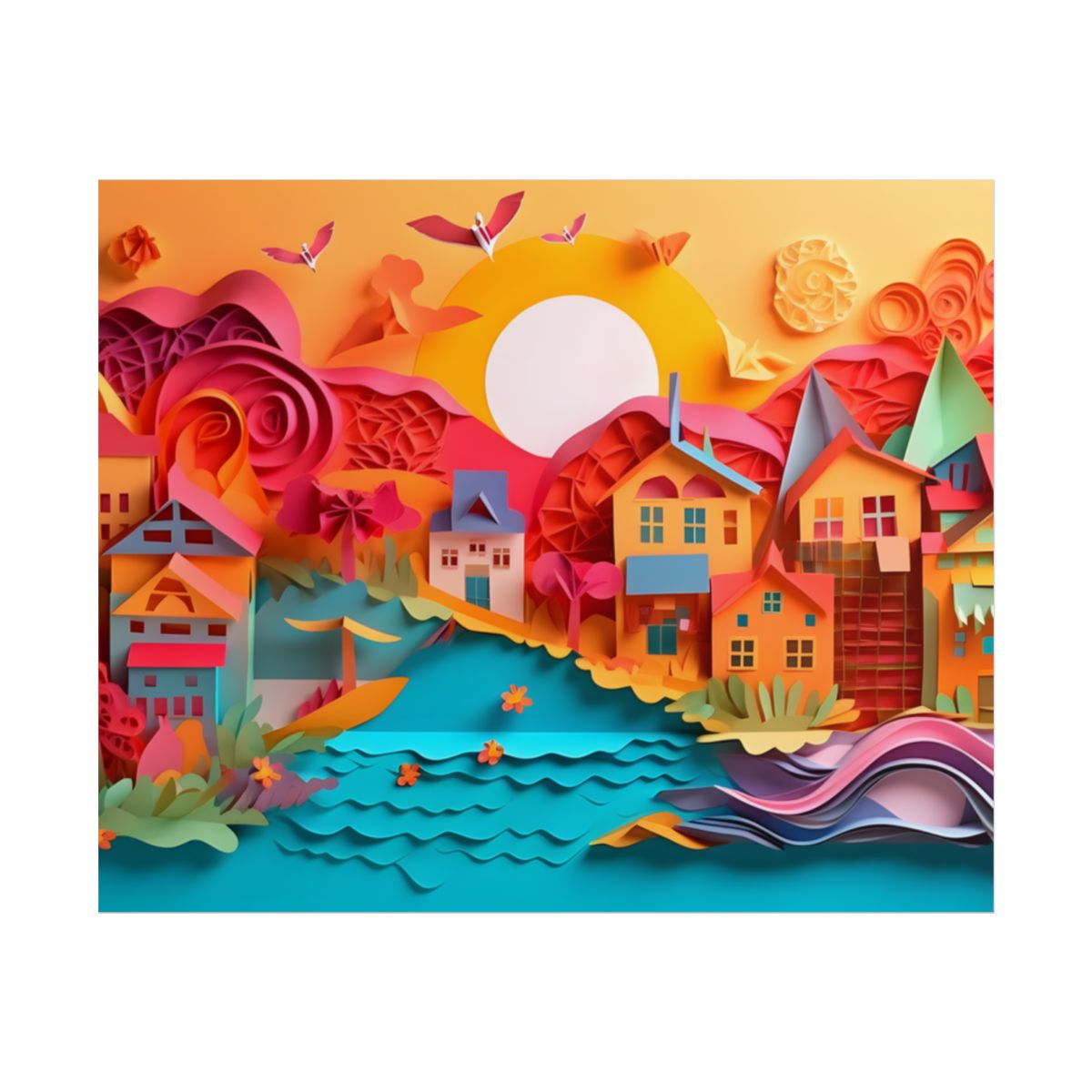 Peaceful Beach Landscape: Serene Coastal Artwork - Poster
