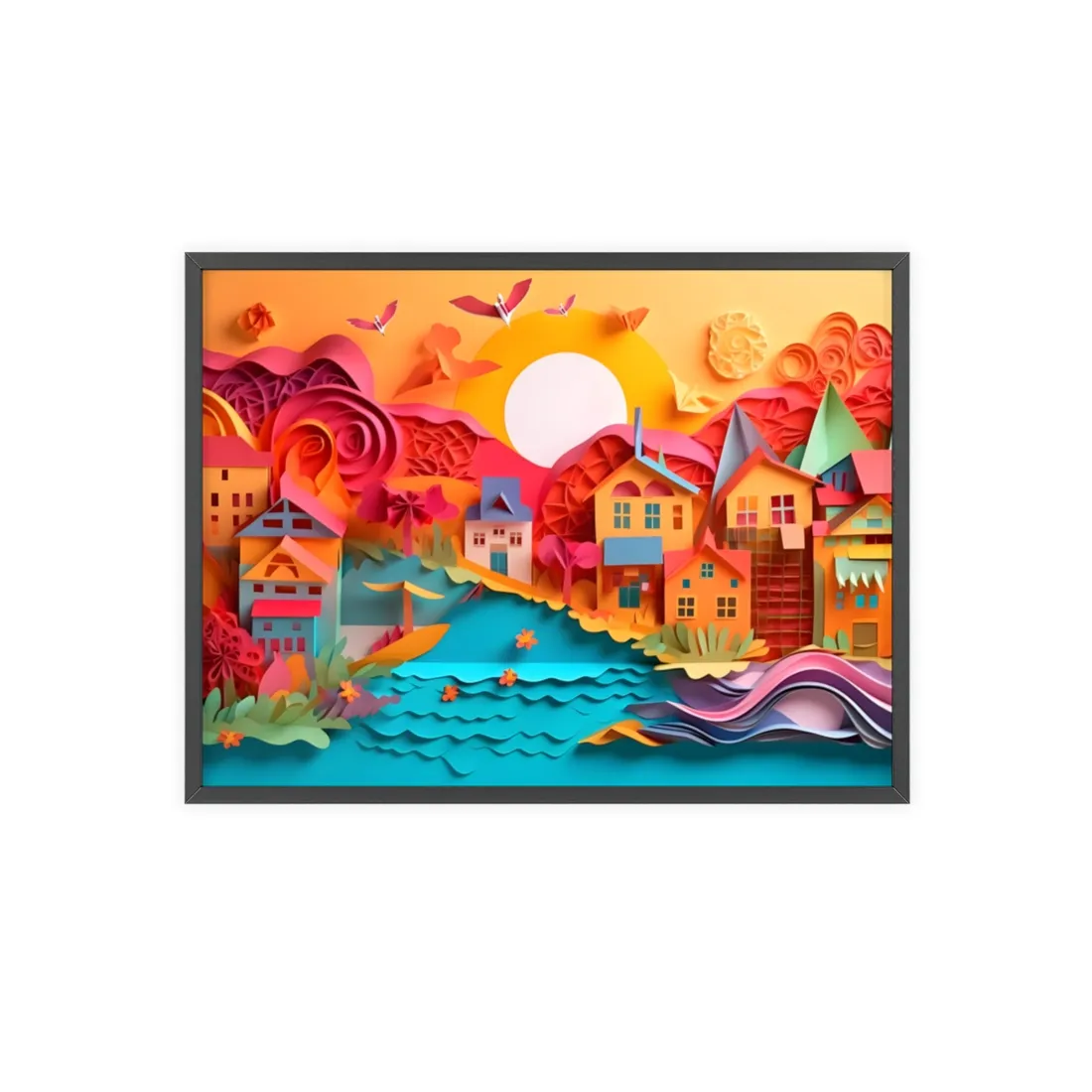 Peaceful Beach Landscape: Serene Coastal - Framed Poster