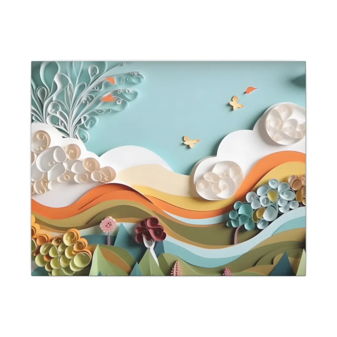 Peaceful Beach Serenade: Paper Quilling Art - Canvas