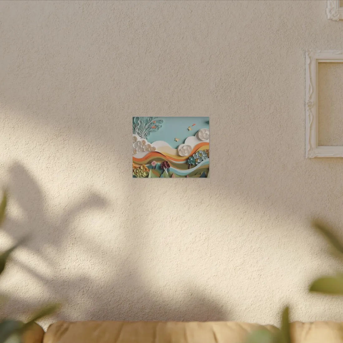 Peaceful Beach Serenade: Paper Quilling Art - Canvas