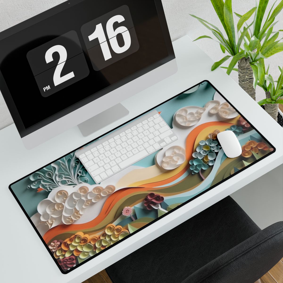 Peaceful Beach Serenade: Paper Quilling Art - Desk Mat