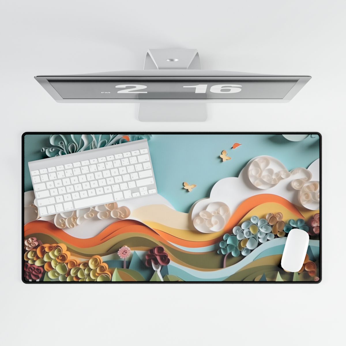 Peaceful Beach Serenade: Paper Quilling Art - Desk Mat