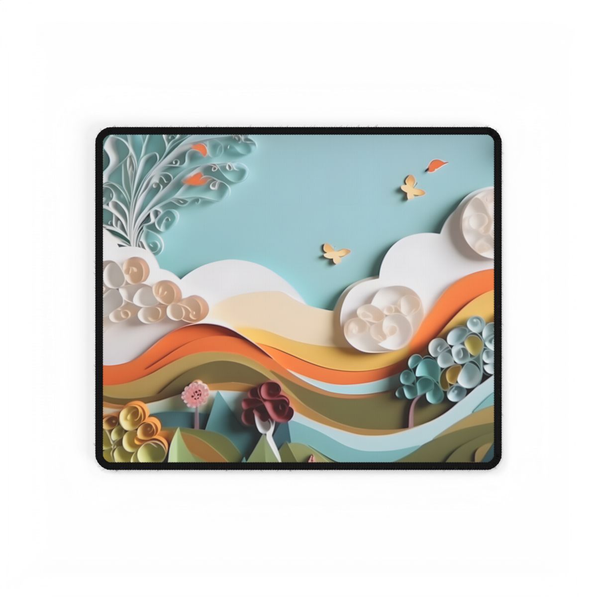 Peaceful Beach Serenade: Paper Quilling Art - Desk Mat
