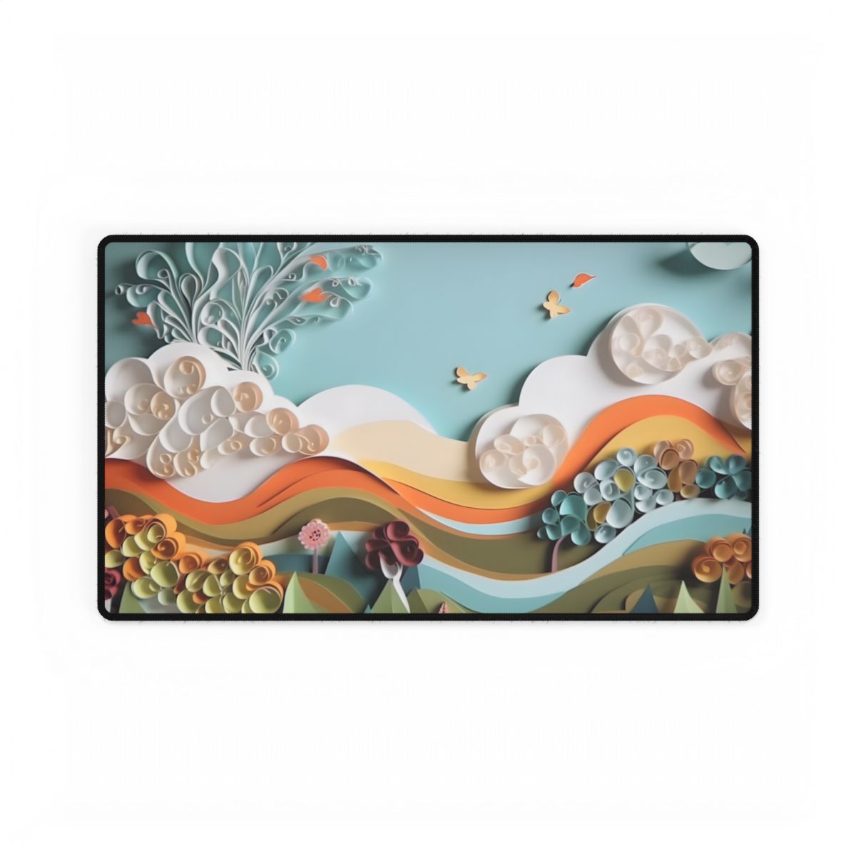 Peaceful Beach Serenade: Paper Quilling Art - Desk Mat