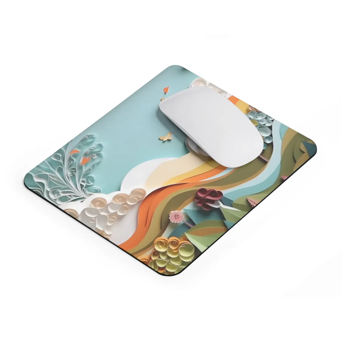 Peaceful Beach Serenade: Paper Quilling Art - Mouse Pad