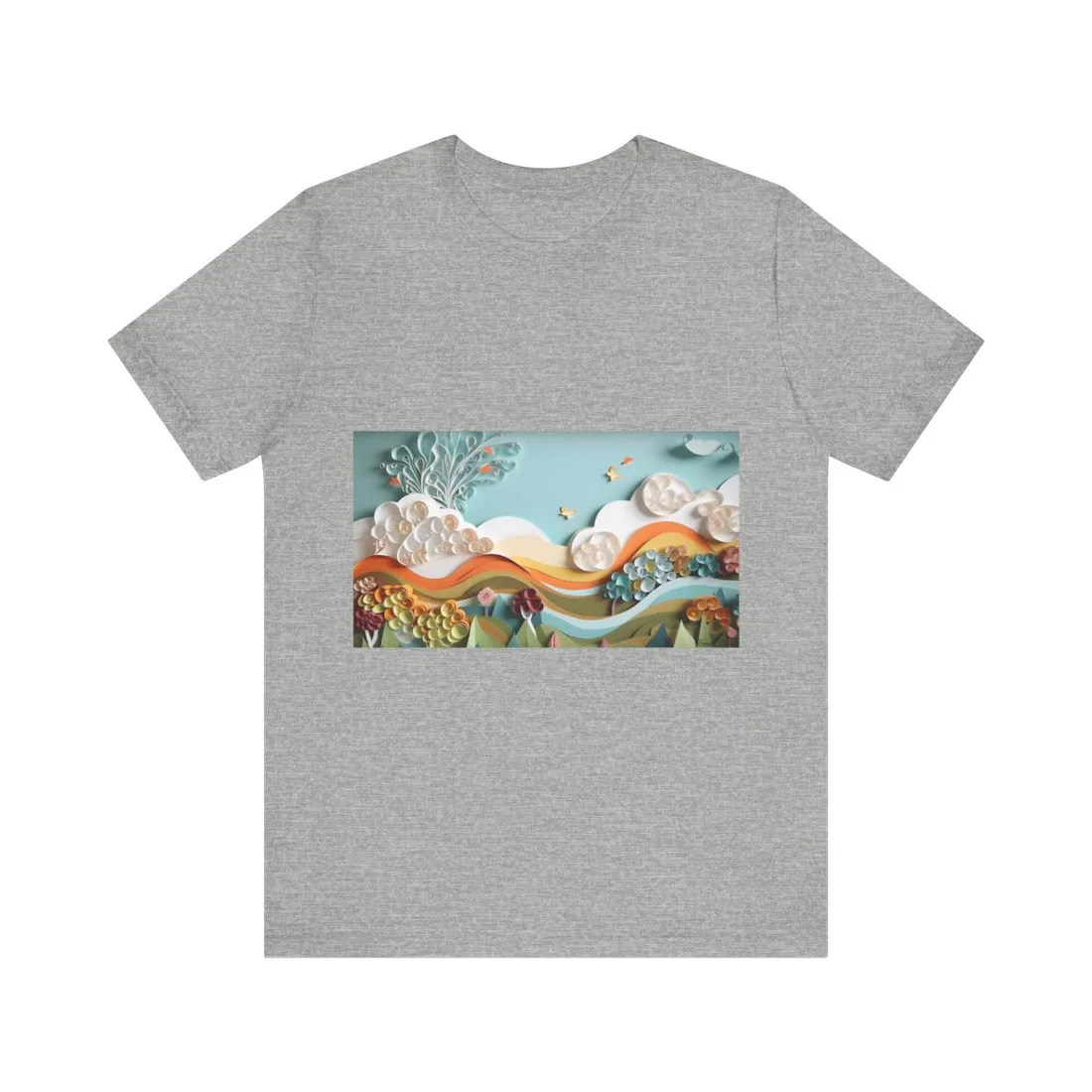 Peaceful Beach Serenade: Paper Quilling Art - T-Shirt