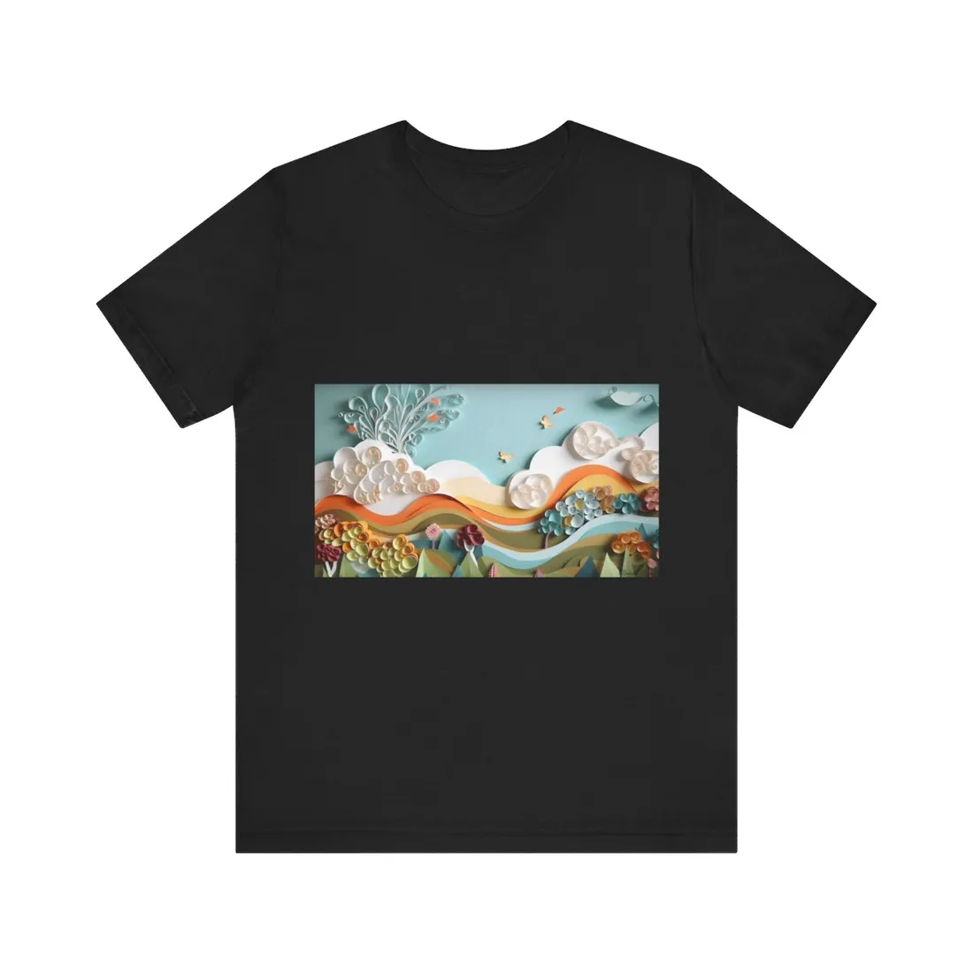Peaceful Beach Serenade: Paper Quilling Art - T-Shirt
