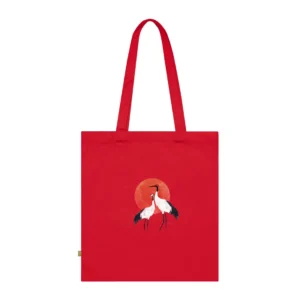 Cranes Before Red Sun Tote Bag