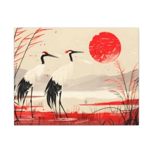 Red-Crowned Cranes by Red Sun Canvas Print