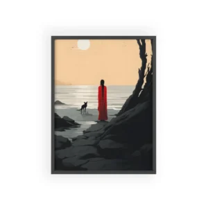 Woman in Red Cloak Framed Poster