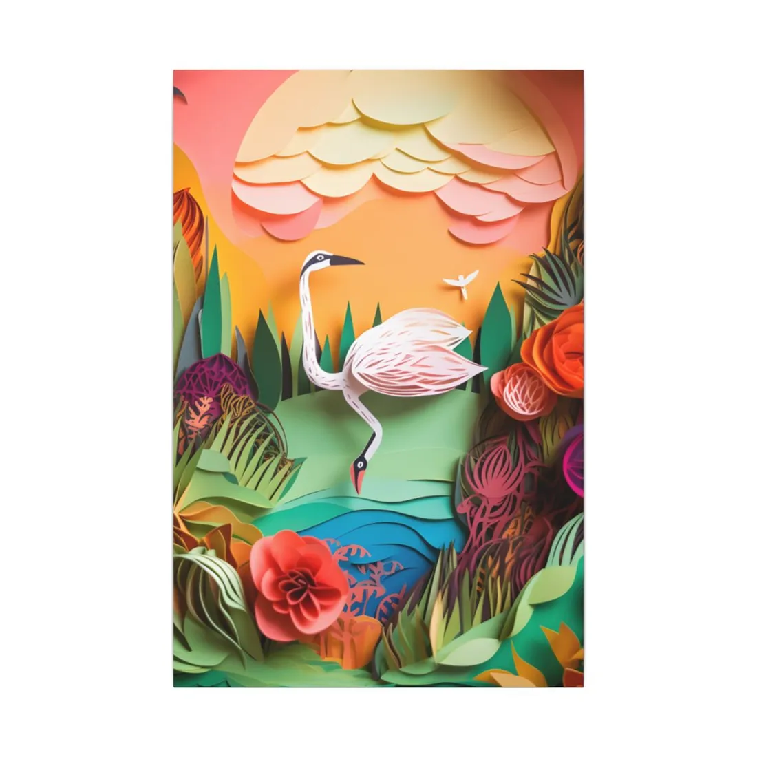 Peaceful Island Landscape: Paper Quilling Water Scene Art - Canvas