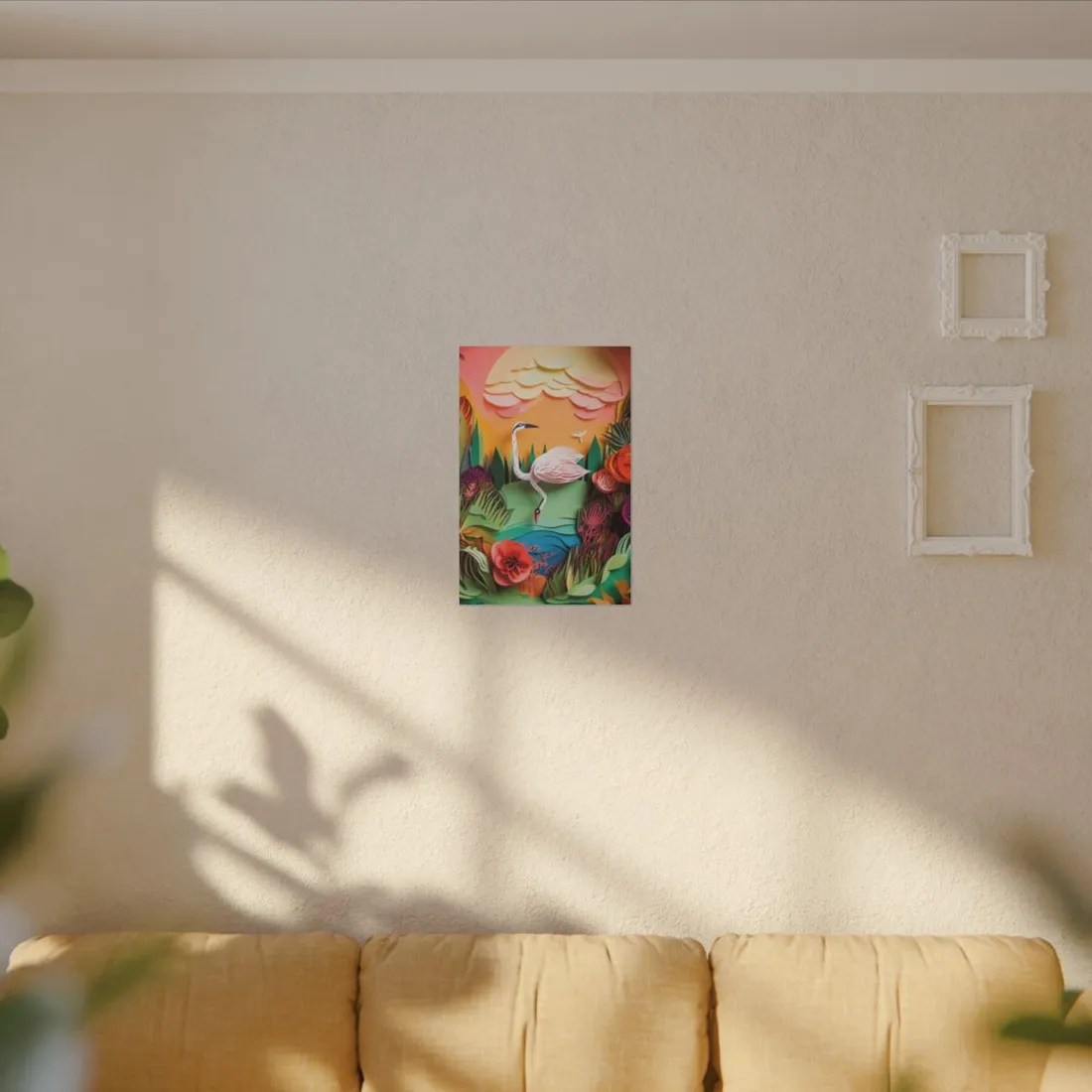 Peaceful Island Landscape: Paper Quilling Water Scene Art - Canvas