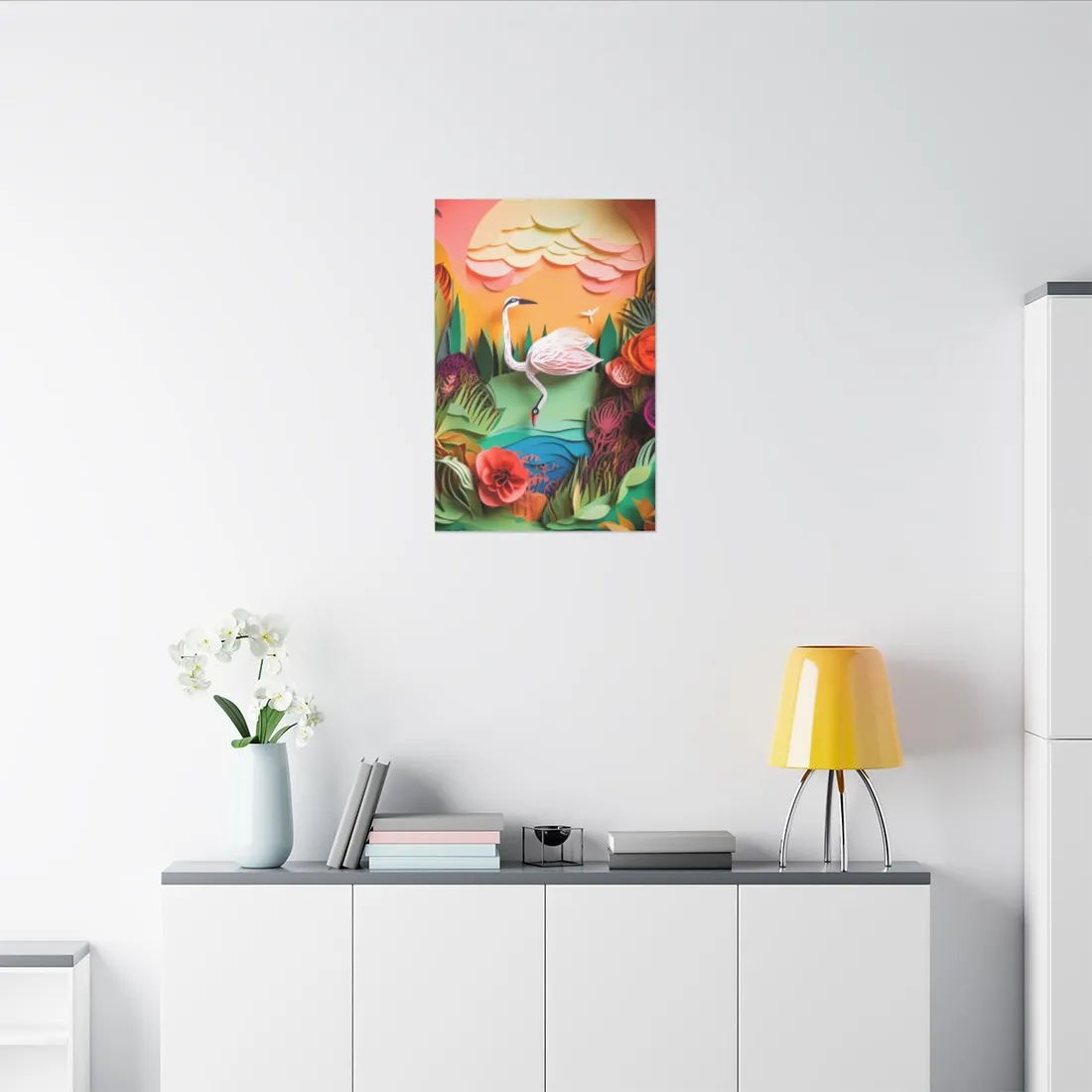 Peaceful Island Landscape: Paper Quilling Water Scene Art - Canvas