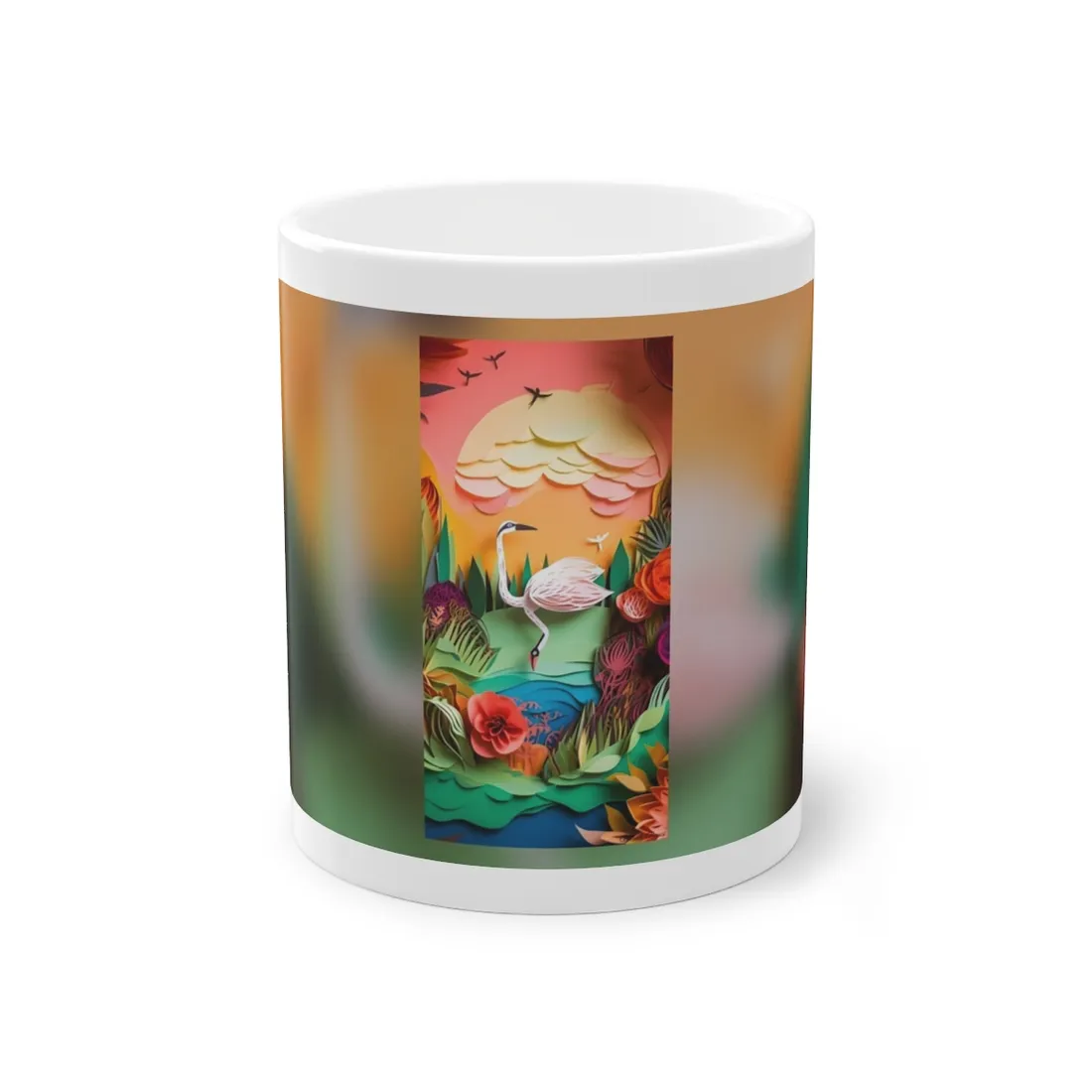 Peaceful Island Landscape: Paper Quilling Water Scene Art - Mug