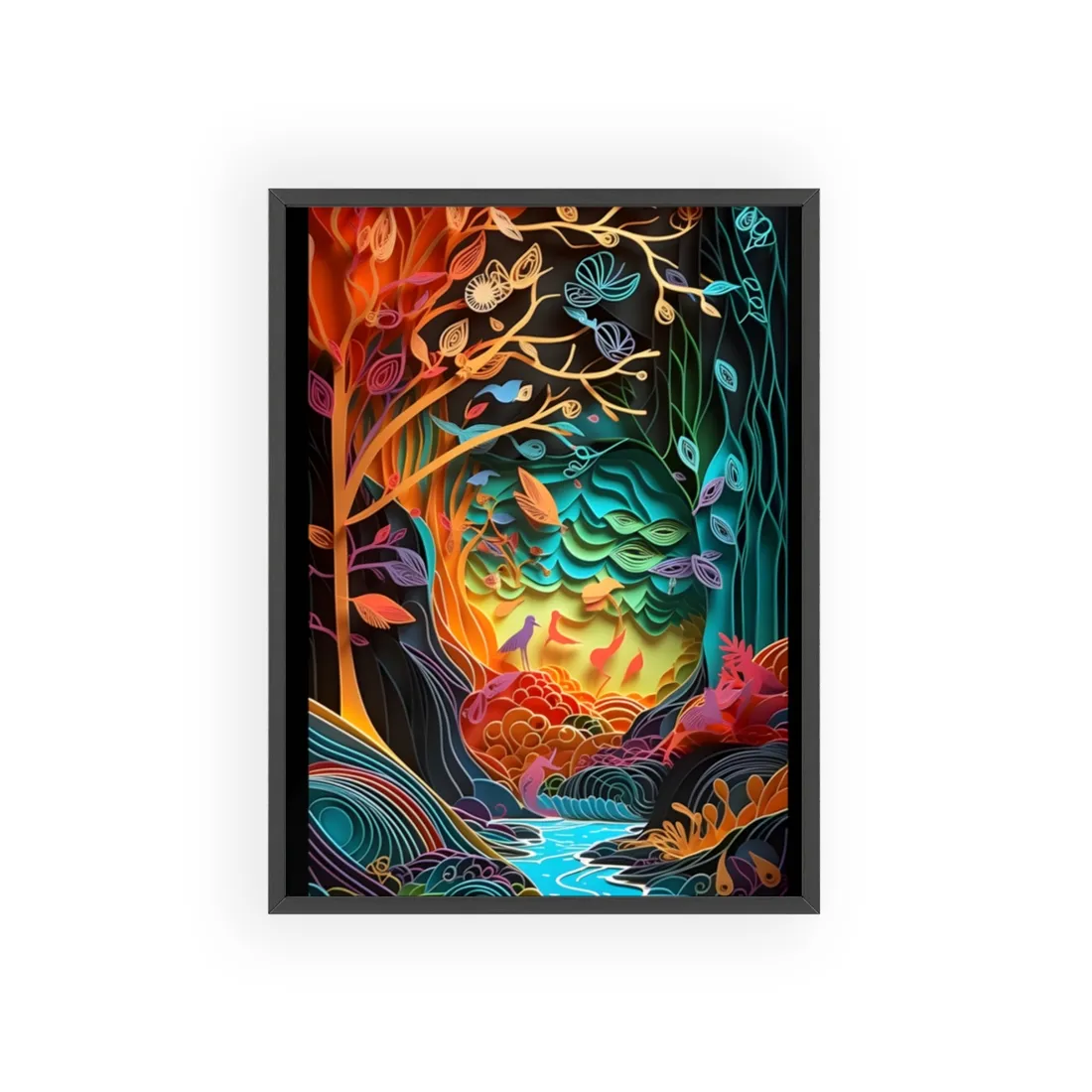 Peaceful Island Oasis: Paper Quilling Landscape Art - Framed Poster