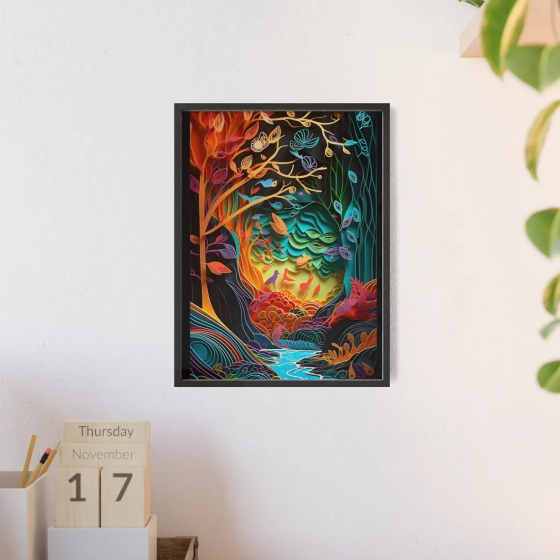 Peaceful Island Oasis: Paper Quilling Landscape Art - Framed Poster
