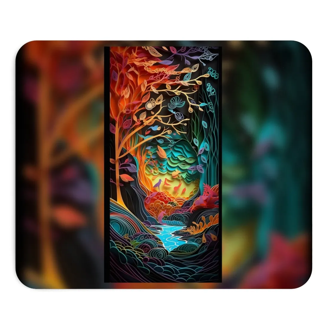 Peaceful Island Oasis: Paper Quilling Landscape Art - Mouse Pad