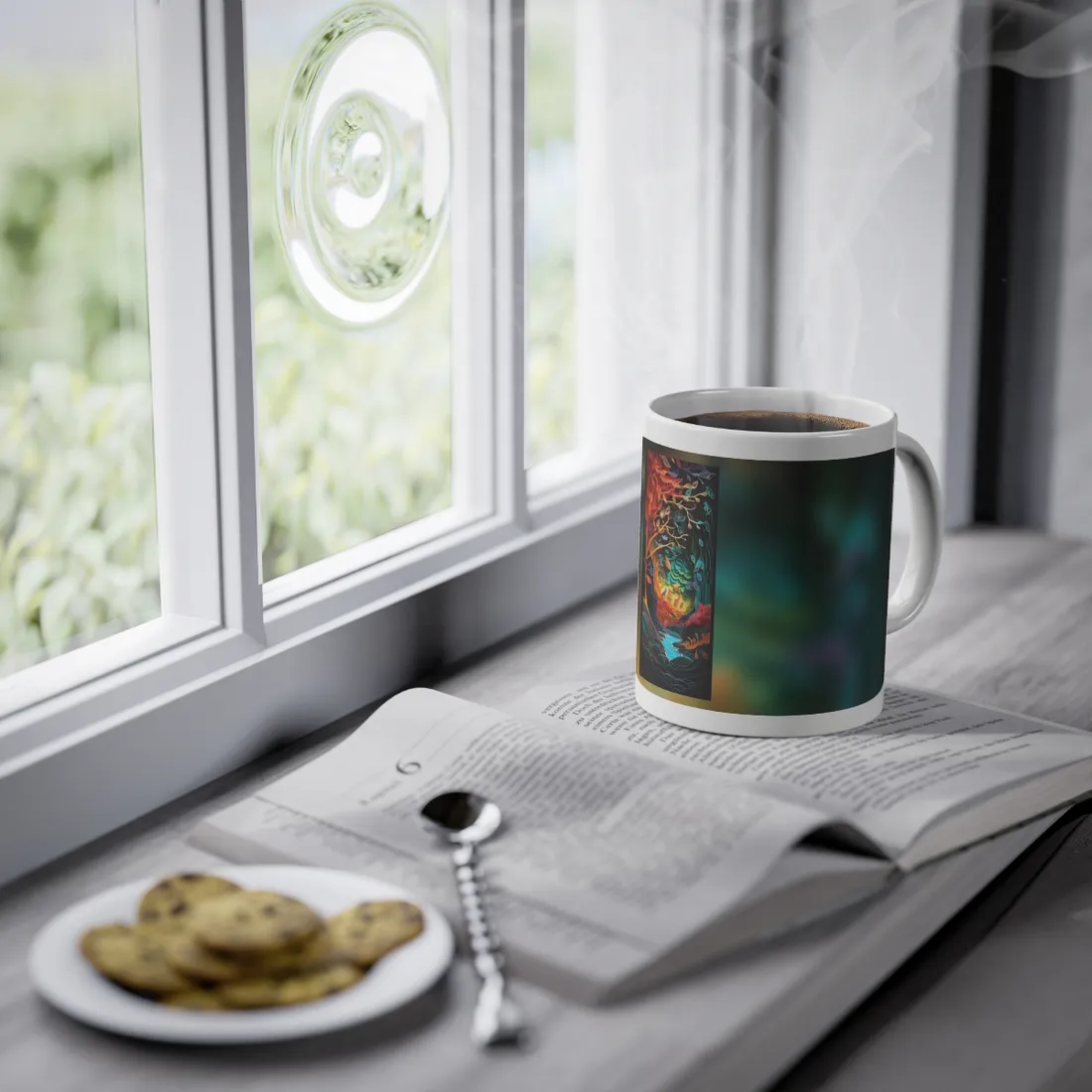 Peaceful Island Oasis: Paper Quilling Landscape Art - Mug