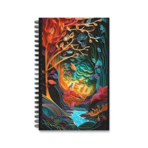 Colorful Paper Cut Forest Spiral Notebook