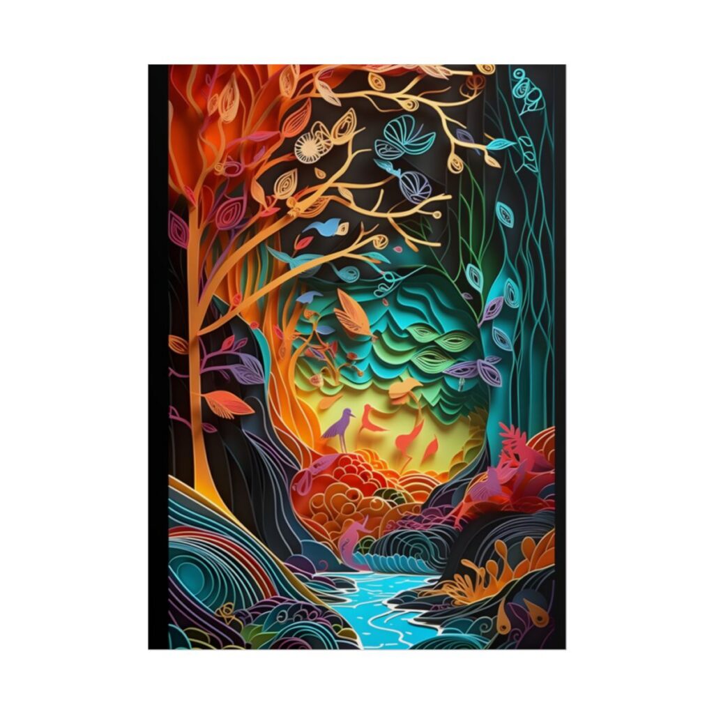 Peaceful Island Oasis: Paper Quilling Landscape Art - Poster